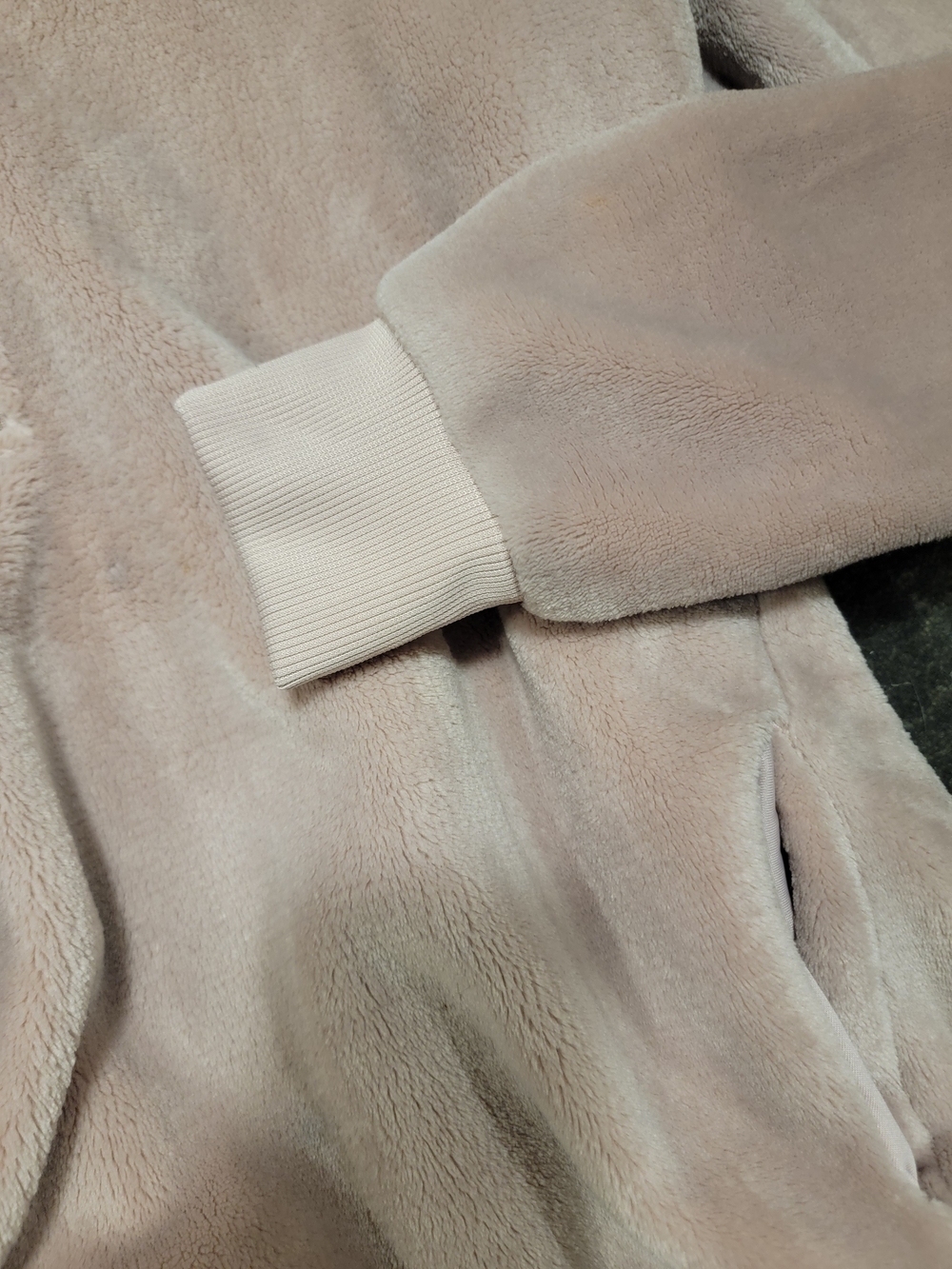 Teddy Plush Thick Cozy Light Dusty Pink Plush Zip-Up Hoodie New - Picture 4 of 5